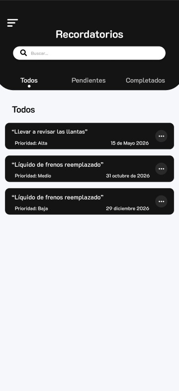 Pantalla Recordatorios de DriveDen